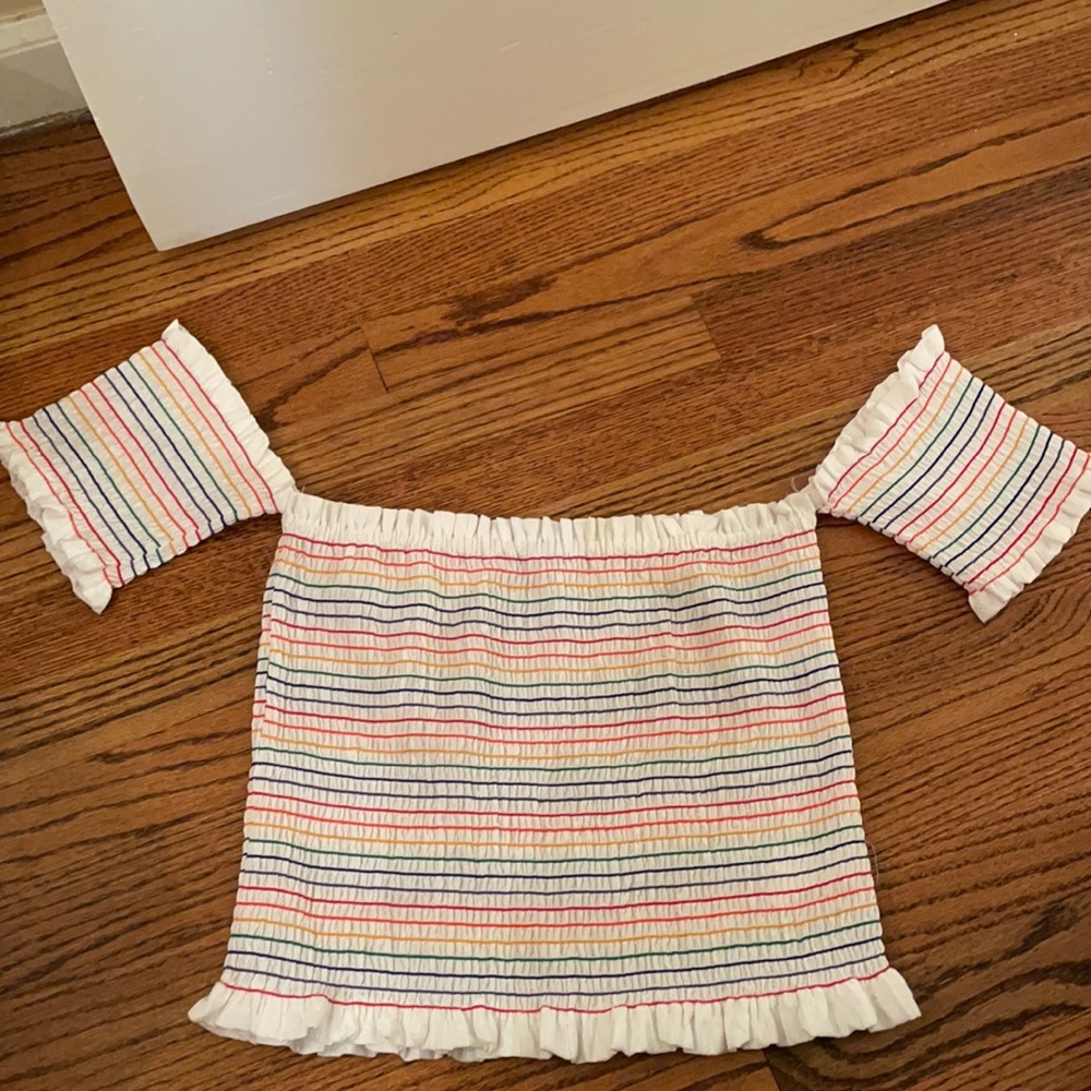 Rainbow off the shoulder top